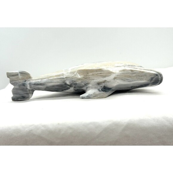 Hand Carved Black & Gray Marble Dolphin Paperweight GARF1-5 - Picture 5 of 7